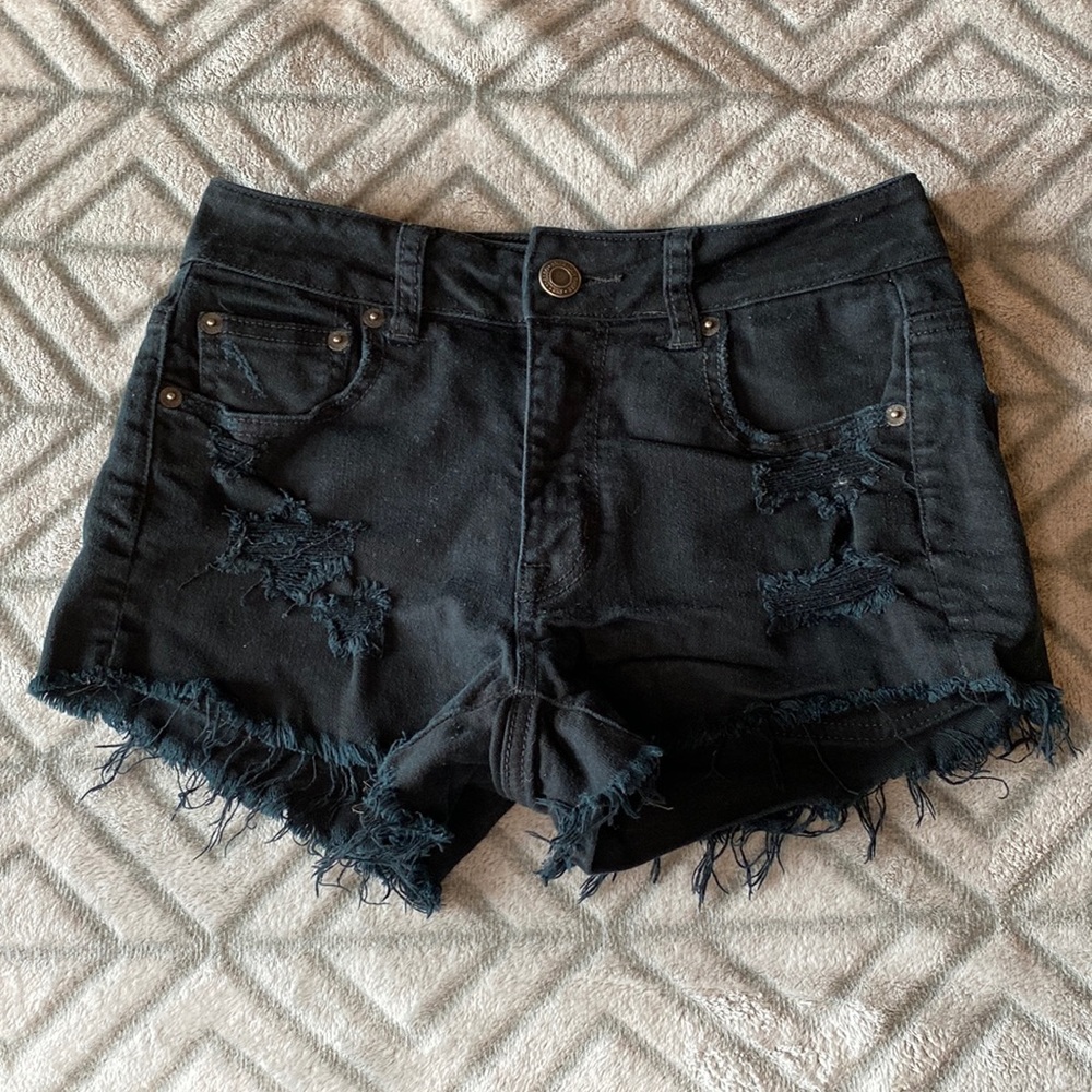 American Eagle Black Stretch Jean Shorts